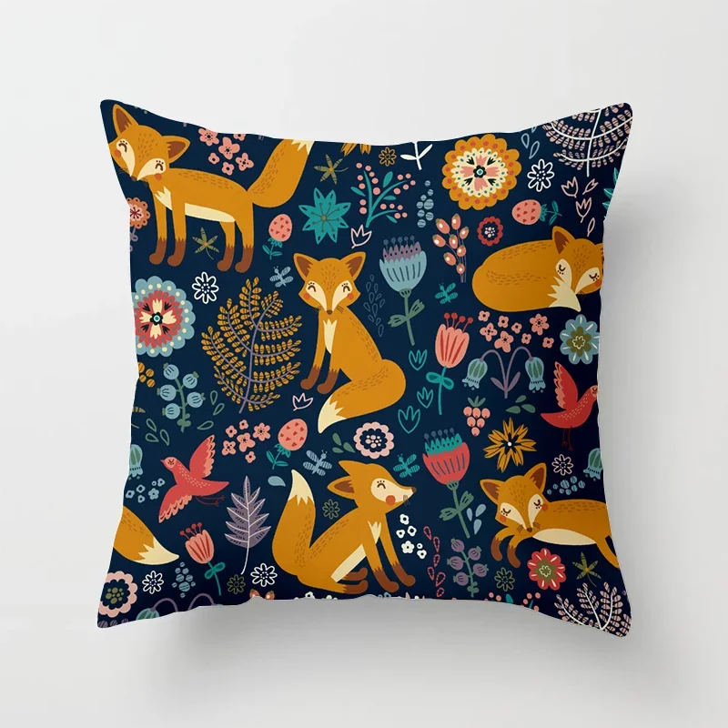 Niedlicher Cartoon-Fuchs Kissenbezug für gemütliches Wohnen – 12 , 60x60cm