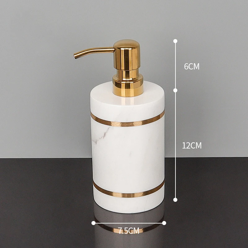 Elegantes Badezimmer-Set aus Volakos Weißem Marmor mit Goldakzenten – Soap dispenser B