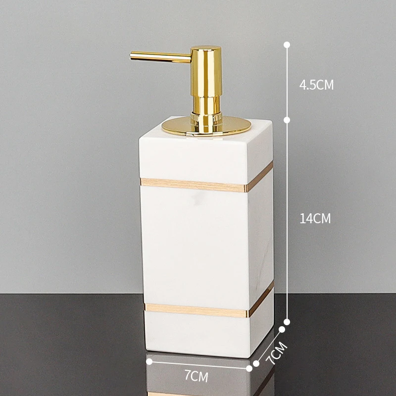Elegantes Badezimmer-Set aus Volakos Weißem Marmor mit Goldakzenten – Soap dispenser A
