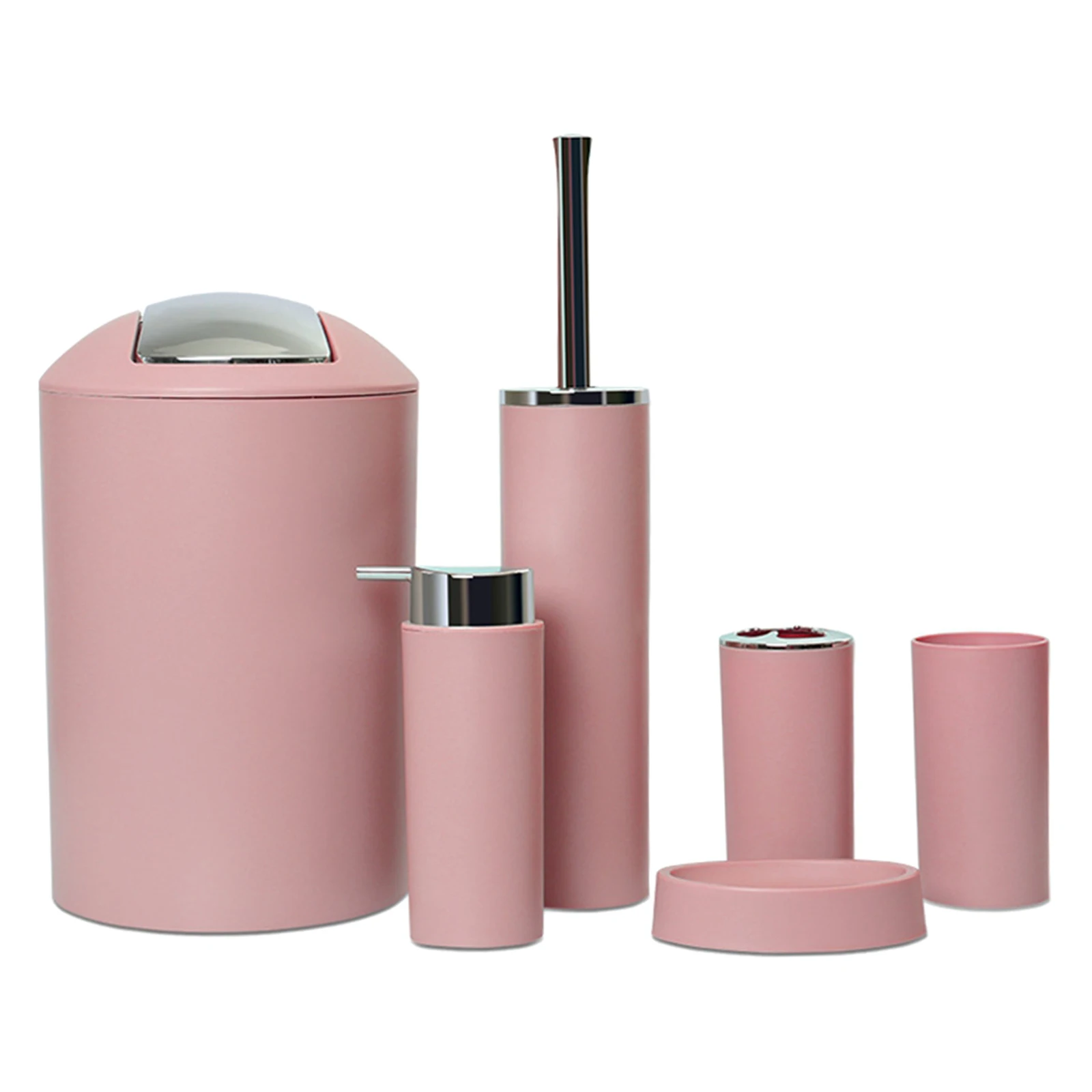 Praktisches 6-teiliges Badezimmer Zubehör Set für Sauberkeit und Stil – StyleA-Pink