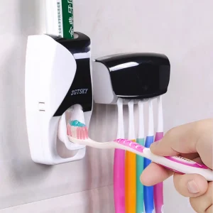 Automatischer Zahnpastenspender mit Wandhalterung und Zahnbürstenablage