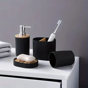 Vielseitiges 4-teiliges Badezimmer-Accessoire-Set aus Kunststoff
