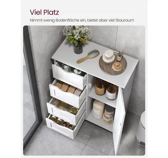 VASAGLE Badezimmermöbelset mit 4 Schubladen und verstellbarem Regal – Bild 2