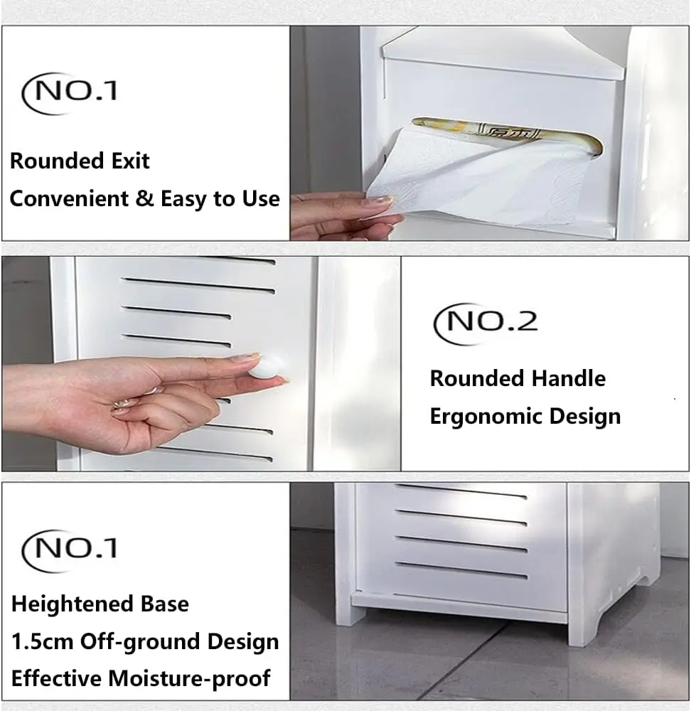 Praktischer 3-stufiger Badezimmer-Speicher-Schrank für Toilettenpapier – Bild 4