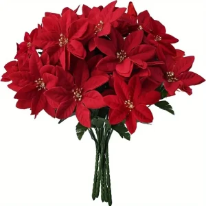 Große künstliche rote Samt-Weihnachtsblumen für festliche Anlässe