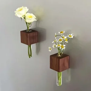 Holz-Blumenvasen für den Kühlschrank mit Magneten