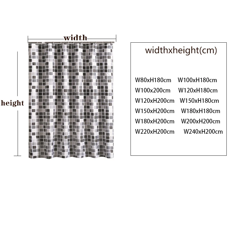 Wasserdichte Duschvorhang mit 12 Haken im Mosaikdesign – Bild 5