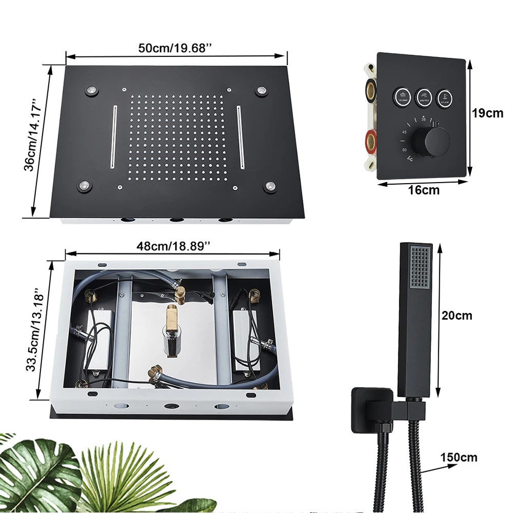 Intelligente LED-Duschkopf-Set mit Fernbedienung und Regenfall – Bild 6