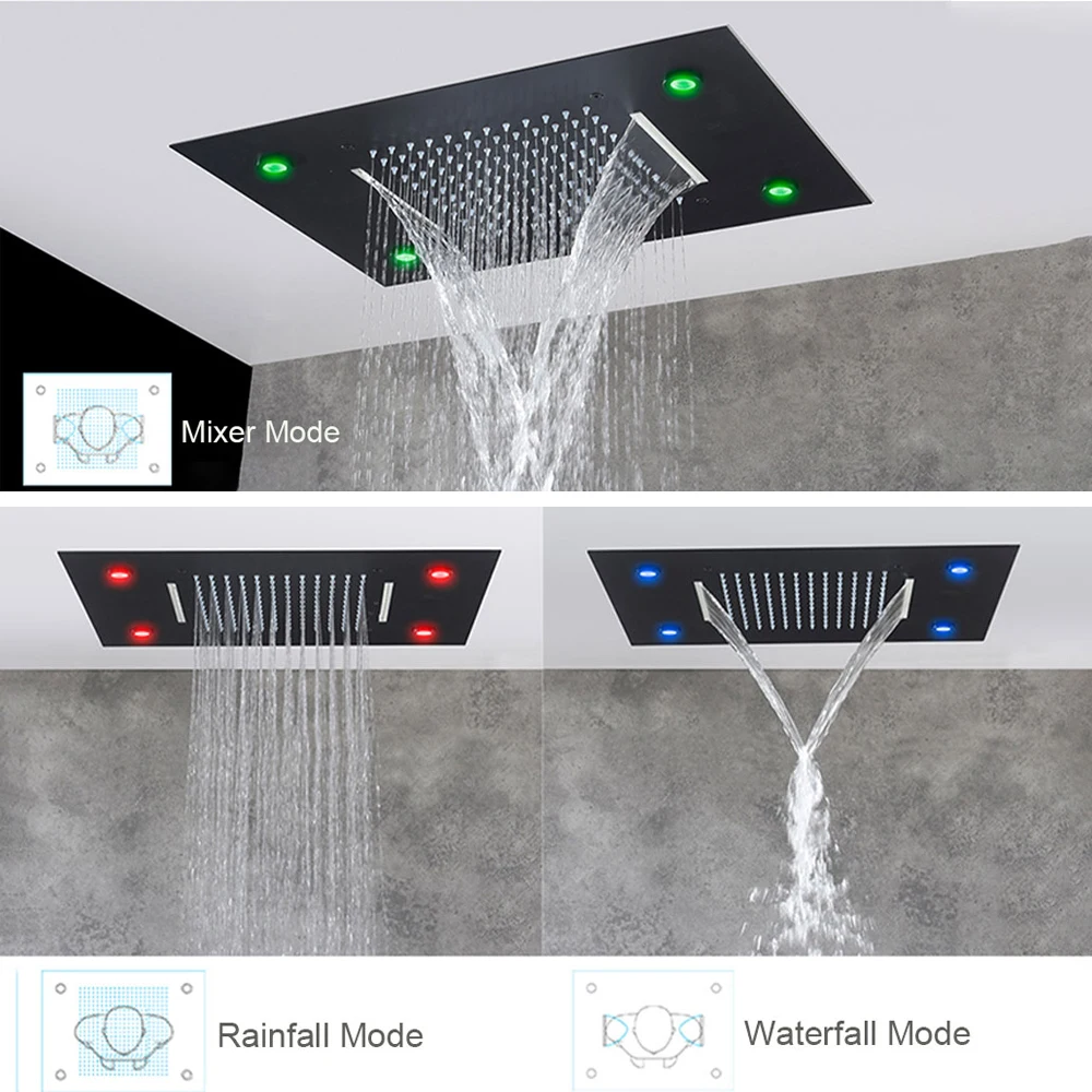 Intelligente LED-Duschkopf-Set mit Fernbedienung und Regenfall – Bild 2