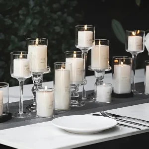 Elegantes 3er-Set Glas-Teelichthalter für Hochzeitsdekoration