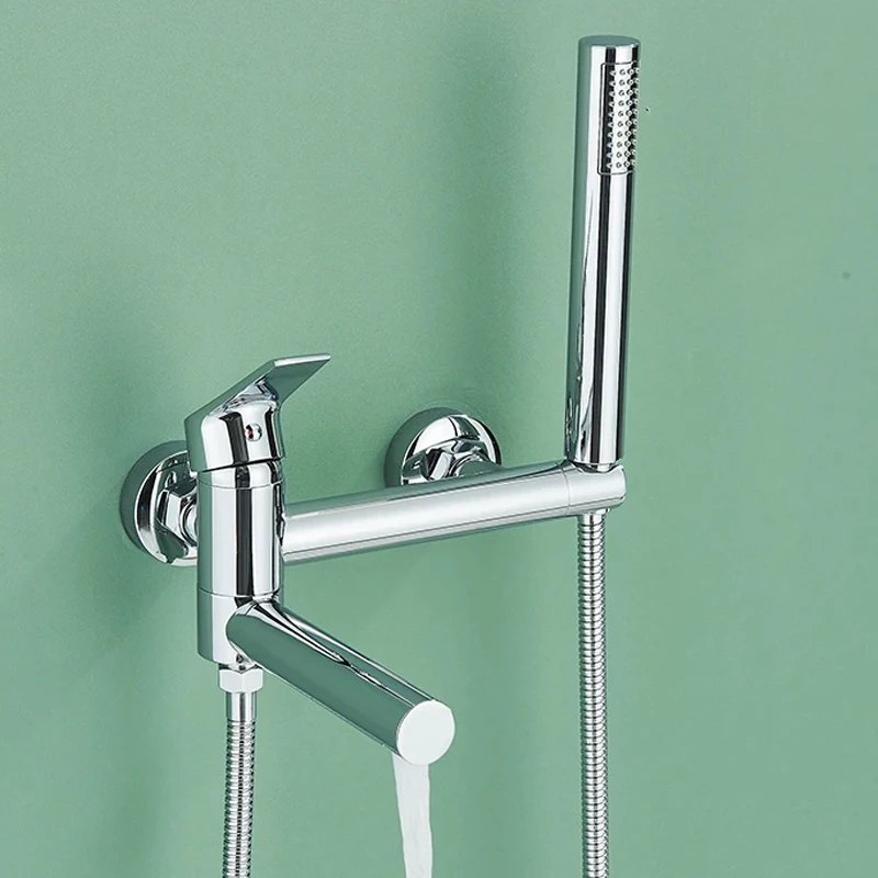 Elegantes Wandmontiertes Badewannenarmatur-Set mit Wasserfallfunktion - Chrome