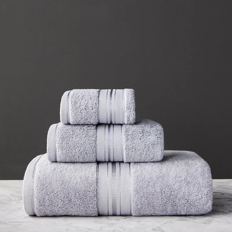 Weiche Ägyptische Baumwoll-Badetuch-Sets in Einfarbig – qian hui , 3Pcs Towel set