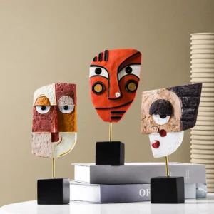 Kreative Gesichts-Skulptur aus Resin für Wohnzimmer-Dekoration