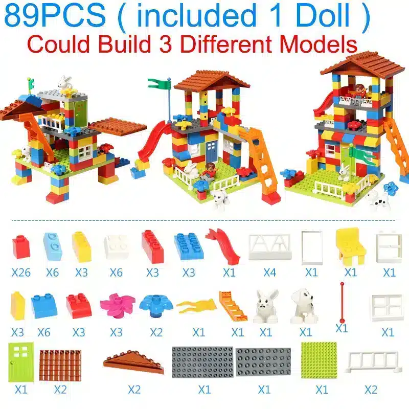 Große Bausätze für Kinder im Farbenfrohen Stadthaus Design – 89pcs