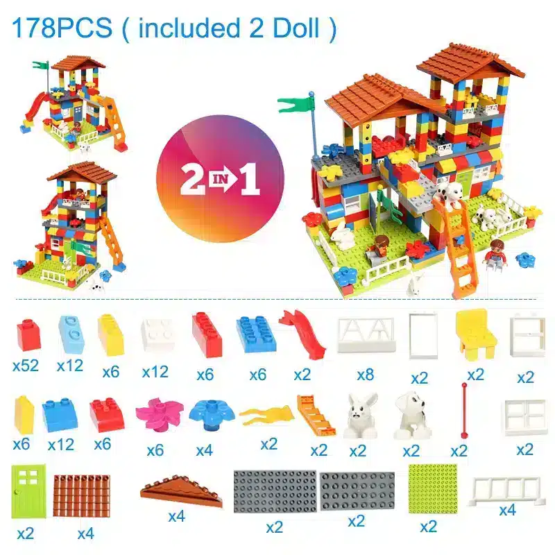 Große Bausätze für Kinder im Farbenfrohen Stadthaus Design – 178pcs