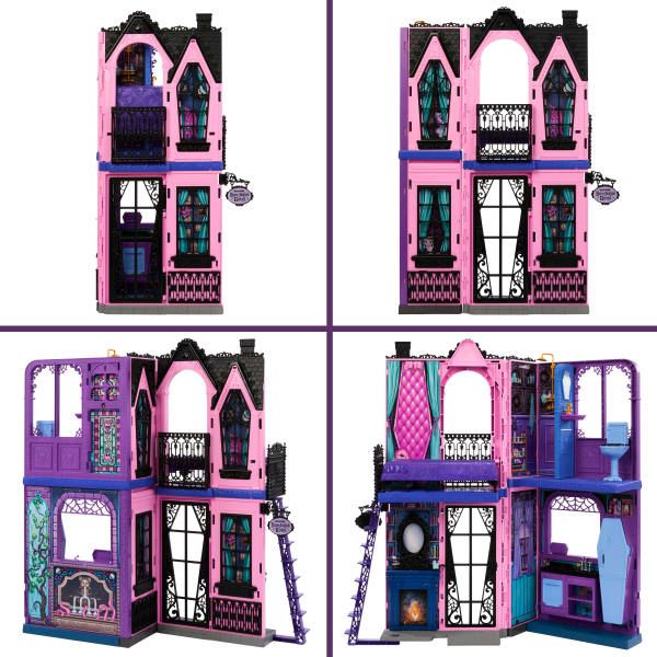 Monster High Buh-tique Hotel Puppenhaus mit gruseligen Überraschungen in jedem Raum und mehr als 13 Zubehörteilen