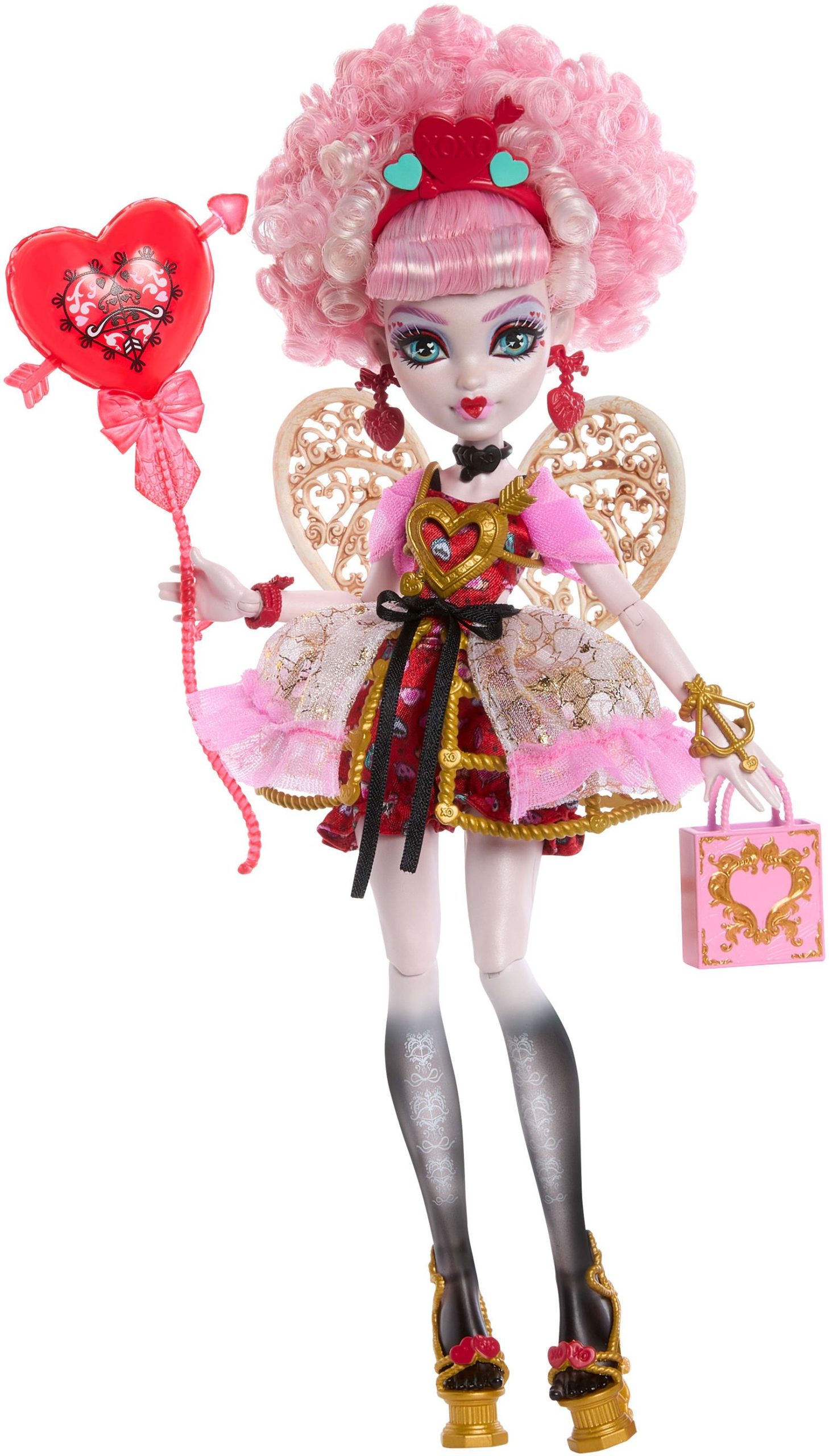 Monster High Scary Sweet Birthday Cupid Asteria-Puppe im Partykleid mit Ballon und Geschenk