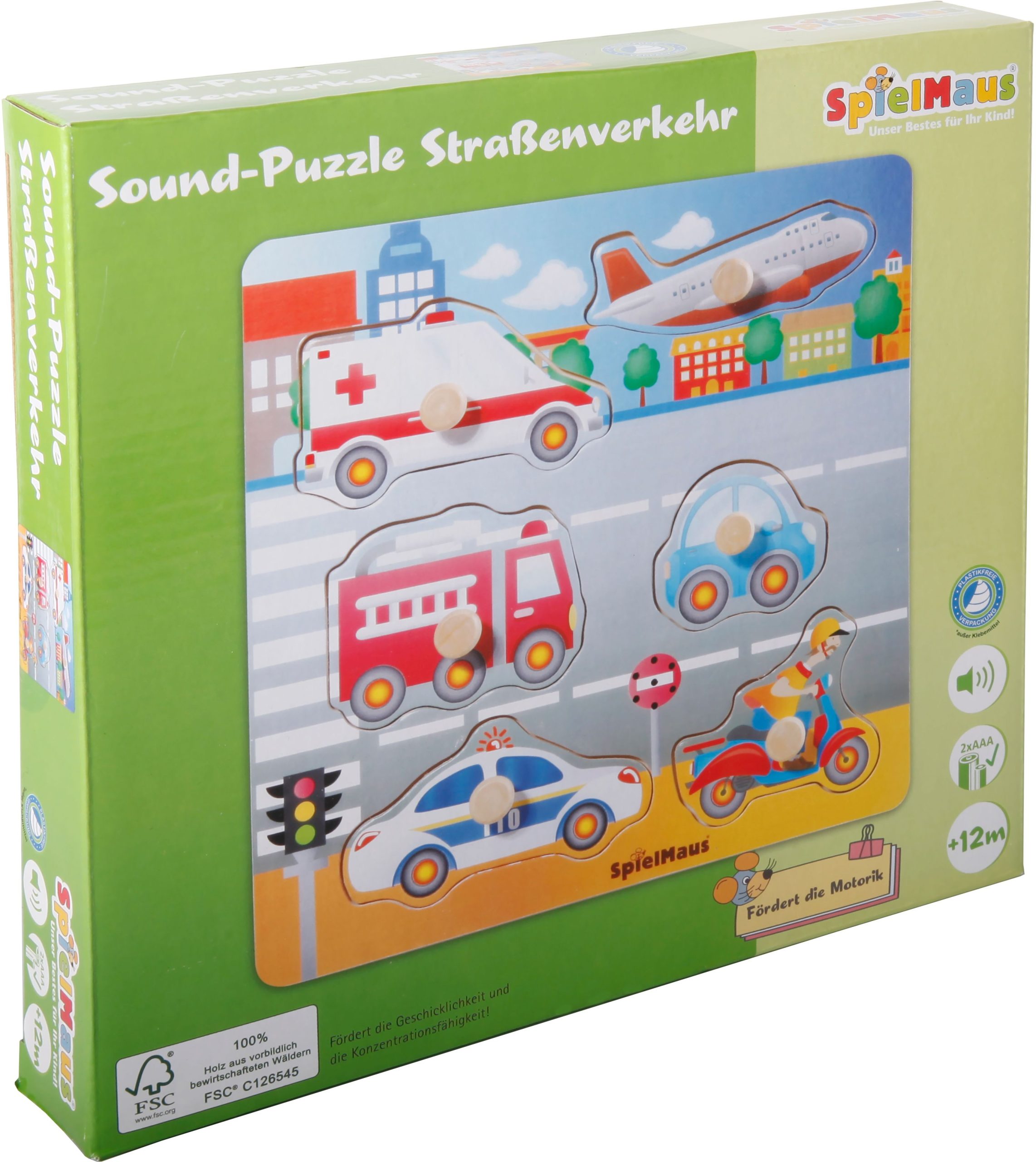 SpielMaus Holz Sound Holzpuzzle Straßenverkehr