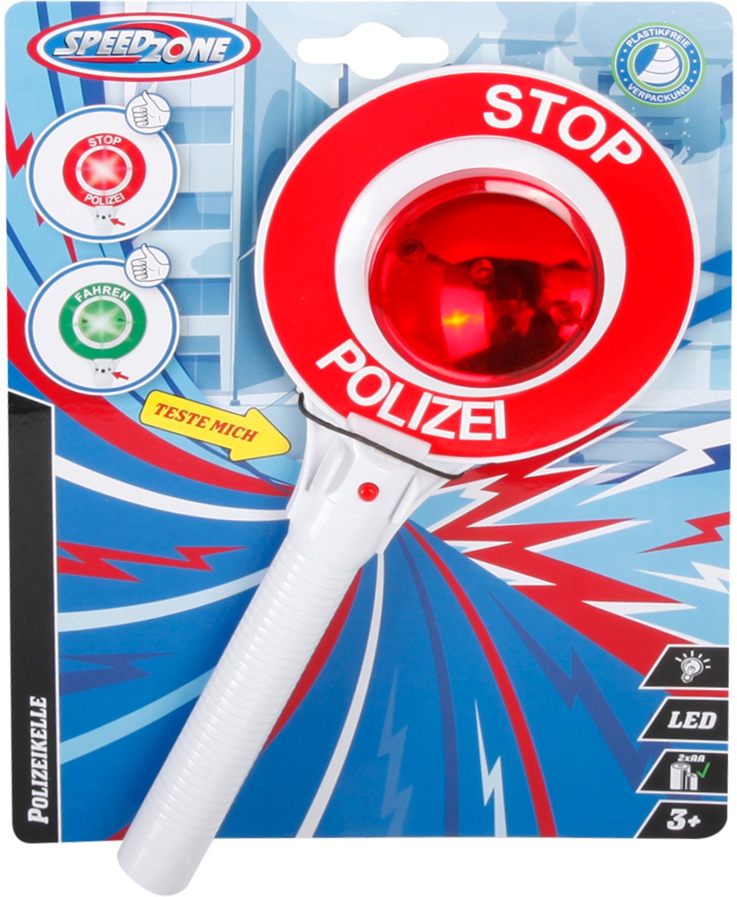 polizeikelle spielzeug Speedzone Polizeikelle mit 2 LED-Lichtern, W190 x H250 mm - Spiele Max