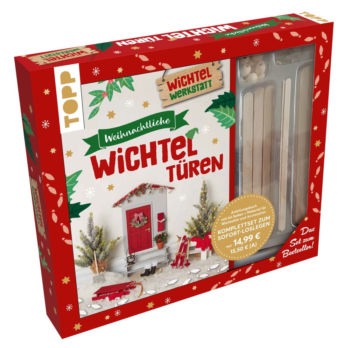 Kreativ-Set: Weihnachtliche Wichteltüren. Anleitungsbuch mit Material zum Sofort-Loslegen. Set zum S