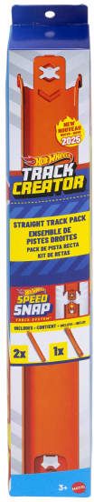 Hot Wheels Track Creator Gerades Trackset, ca. 1 Meter Track-Schnellstecksystem und 2 Adapter