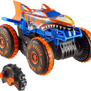 Hot Wheels Monster Trucks Tiger Shark Climber RC-Fahrzeug, batteriebetriebener Spielzeug-Truck mit Fernbedienung