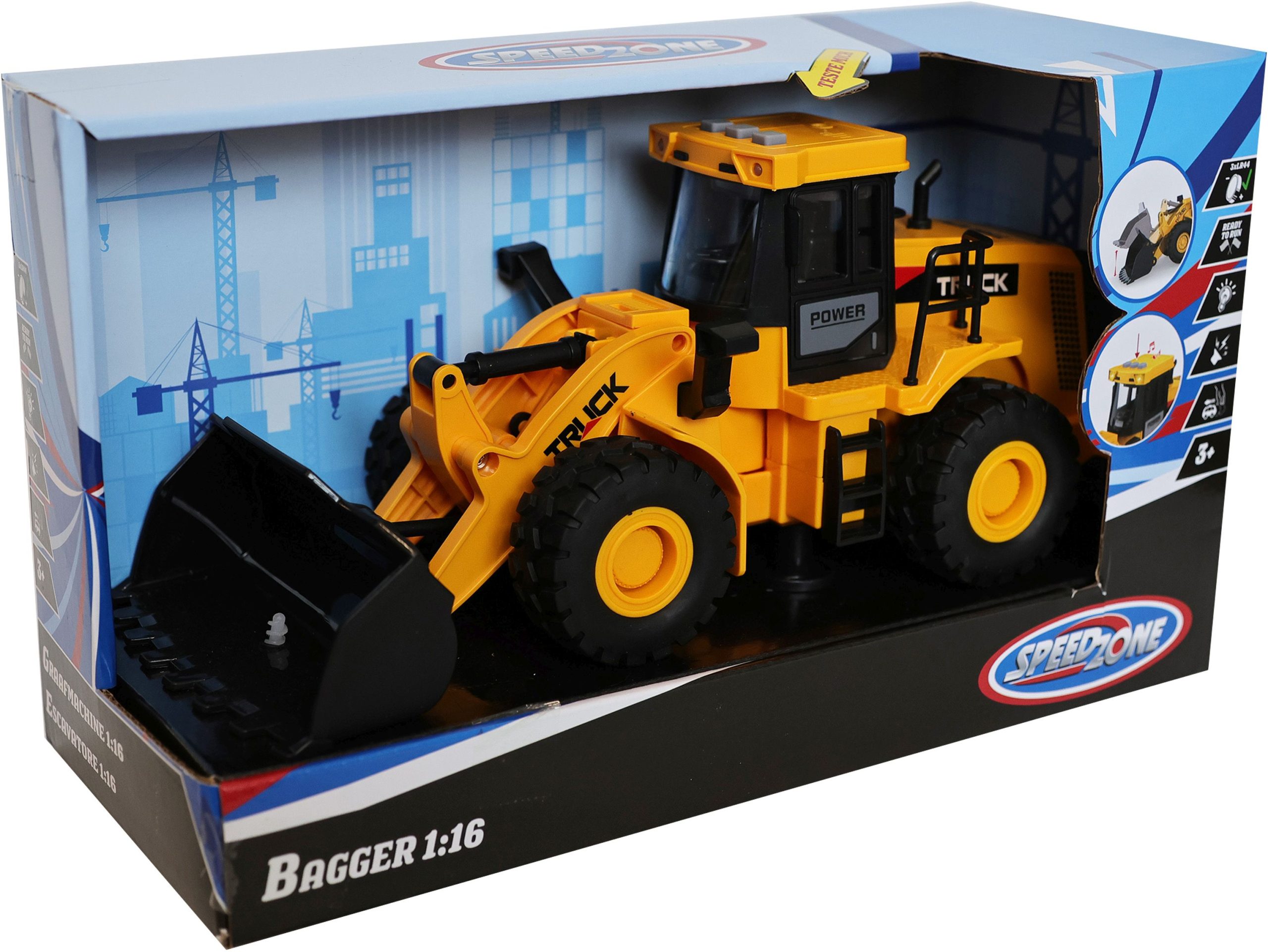 Speedzone Bagger Light & Sound, mit Friktion, 1:16 - Spiele Max
