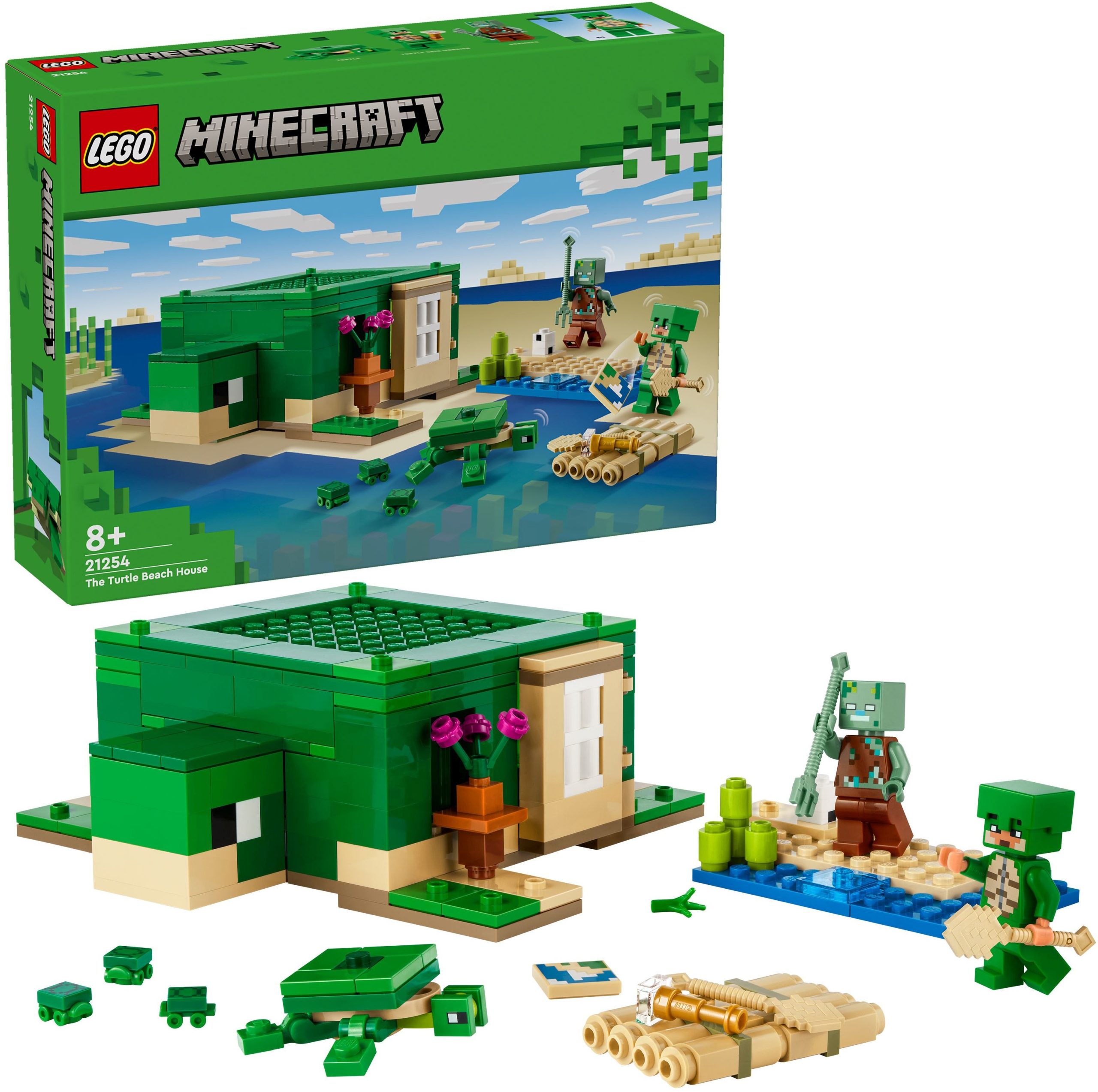 LEGO Minecraft Dach mit Wohnhaus und vier süßen Schildkröten (21254)