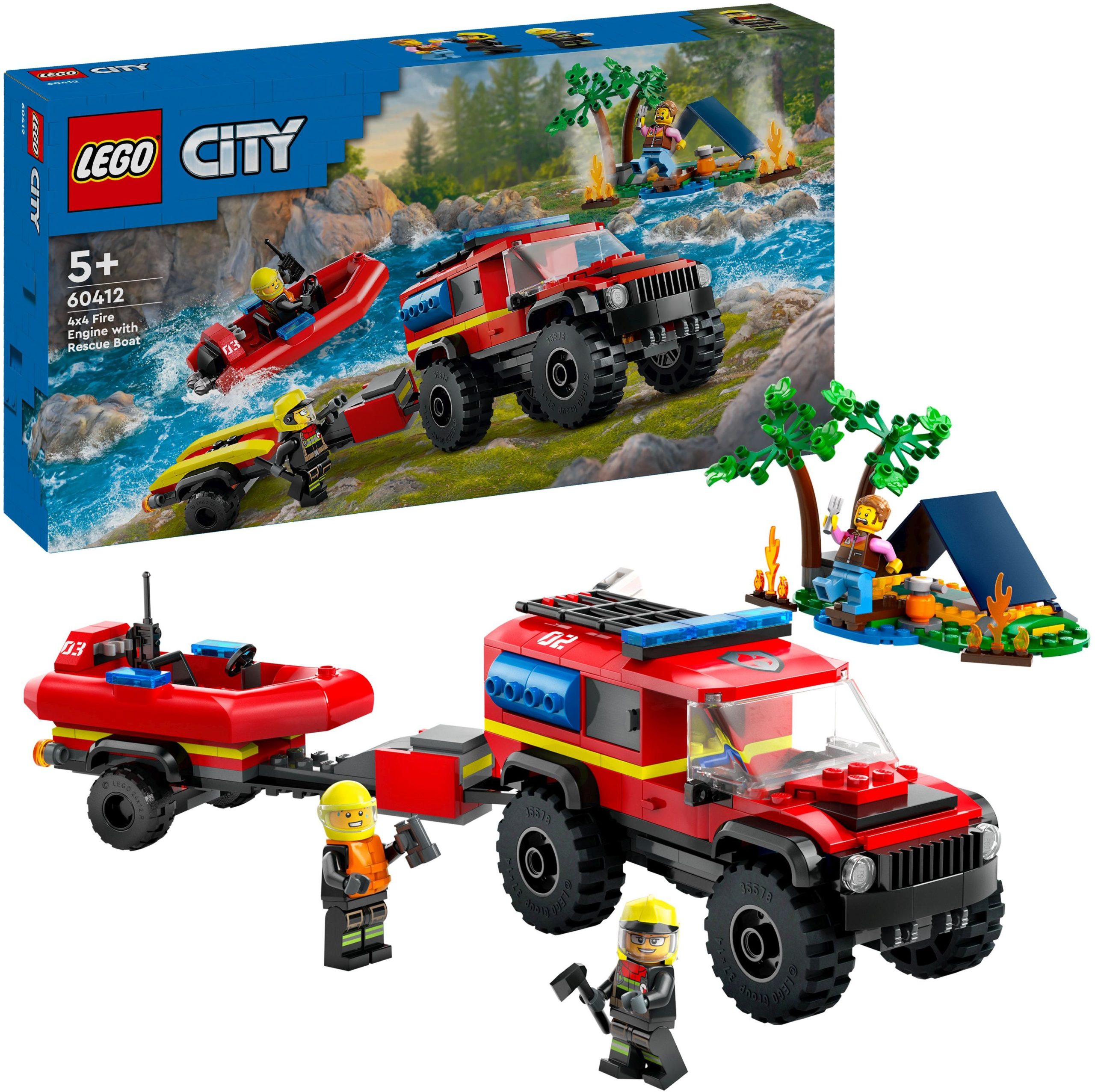 LEGO City – Abenteuerlicher Feuerwehrautos mit Rettungsboot (60412)