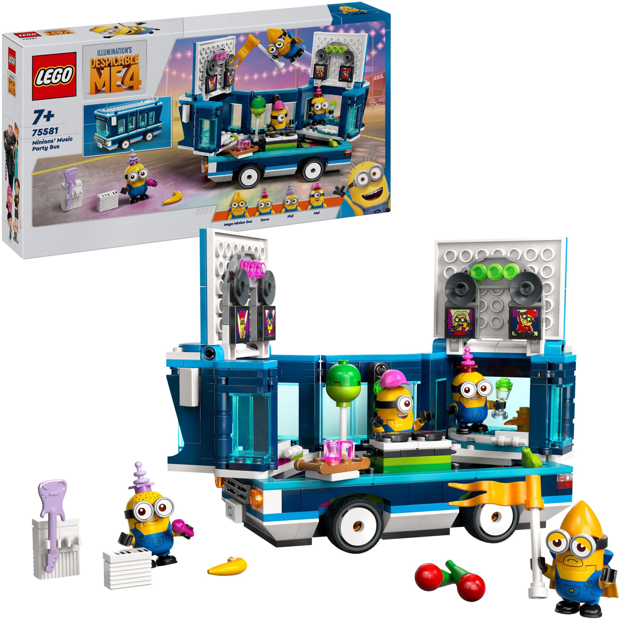 LEGO Minionkämpfer – Farbenfroher Partybus für Abenteuer (75581)