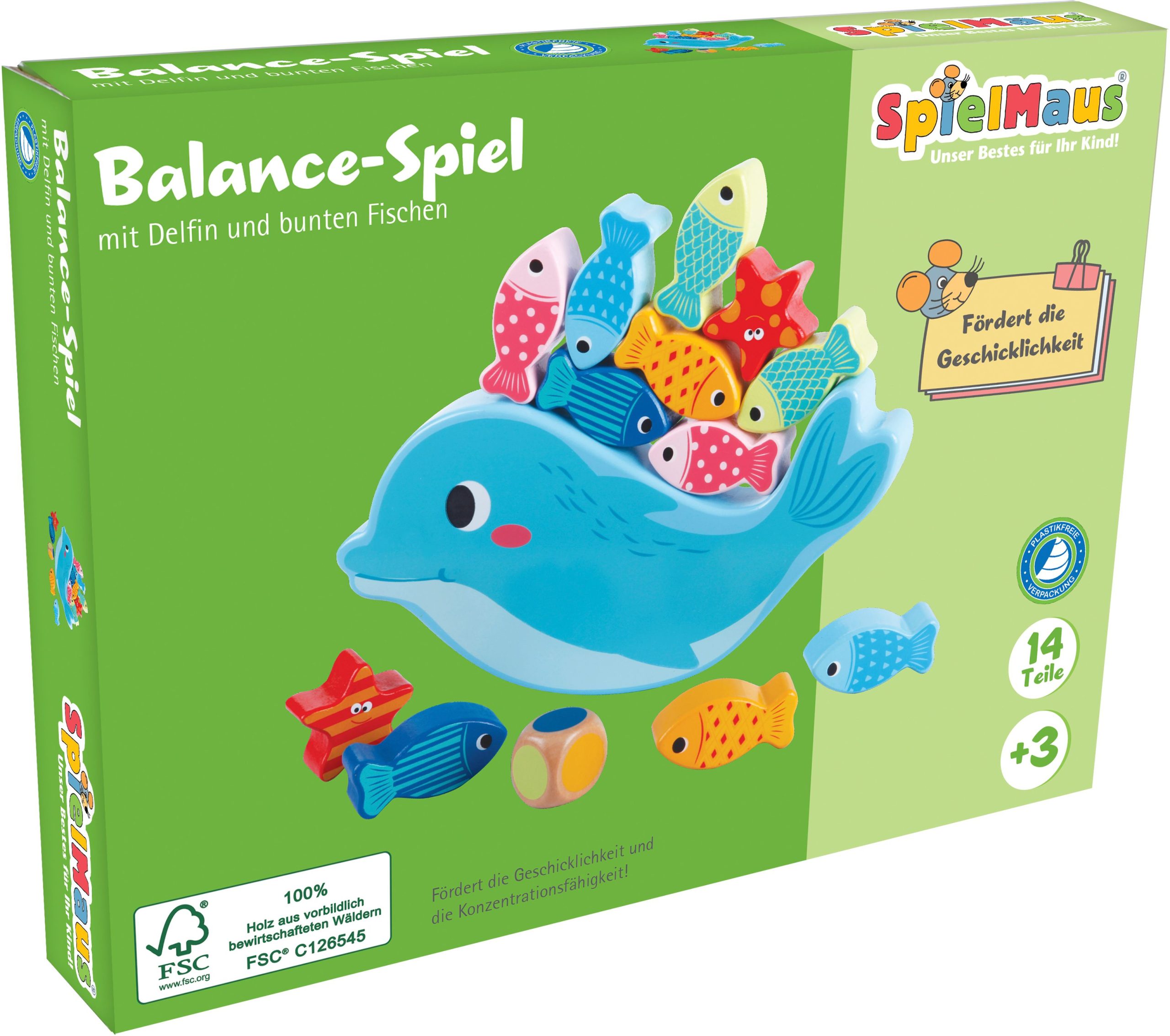 max spielzeug SpielMaus Holz Balance Spiel Delfin, 14 Teile - Spiele Max