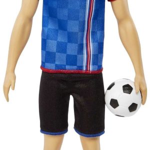 Ken Fußballspieler-Puppe, kurze Haare, Trikot mit der Nummer 10, Fußball, Stollenschuhe, Stutzen, für Kinder ab 3 Jahr