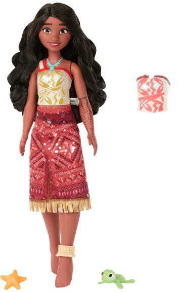 Spielzeuge aus Disney Vaiana 2, schwimmende Tautai Vaiana-Modepuppe mit 2 Zubehörteilen und Oberteil mit Farbwechsel