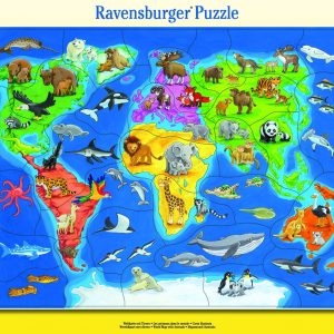 Ravensburger 6641 Puzzle Weltkarte mit Tieren 30-48 Teile
