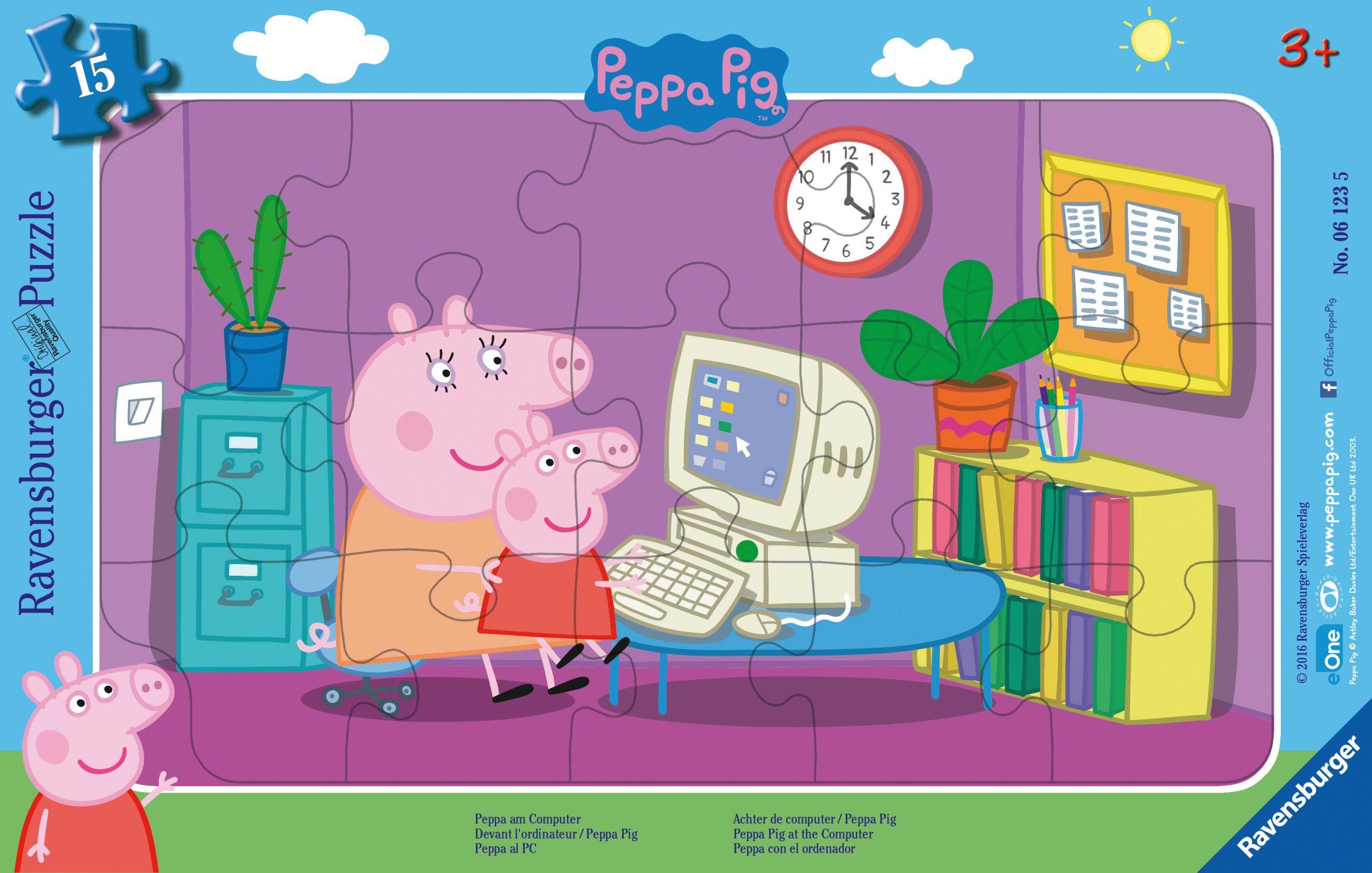 Ravensburger 6123 Puzzle Peppa am Computer 15 Teile