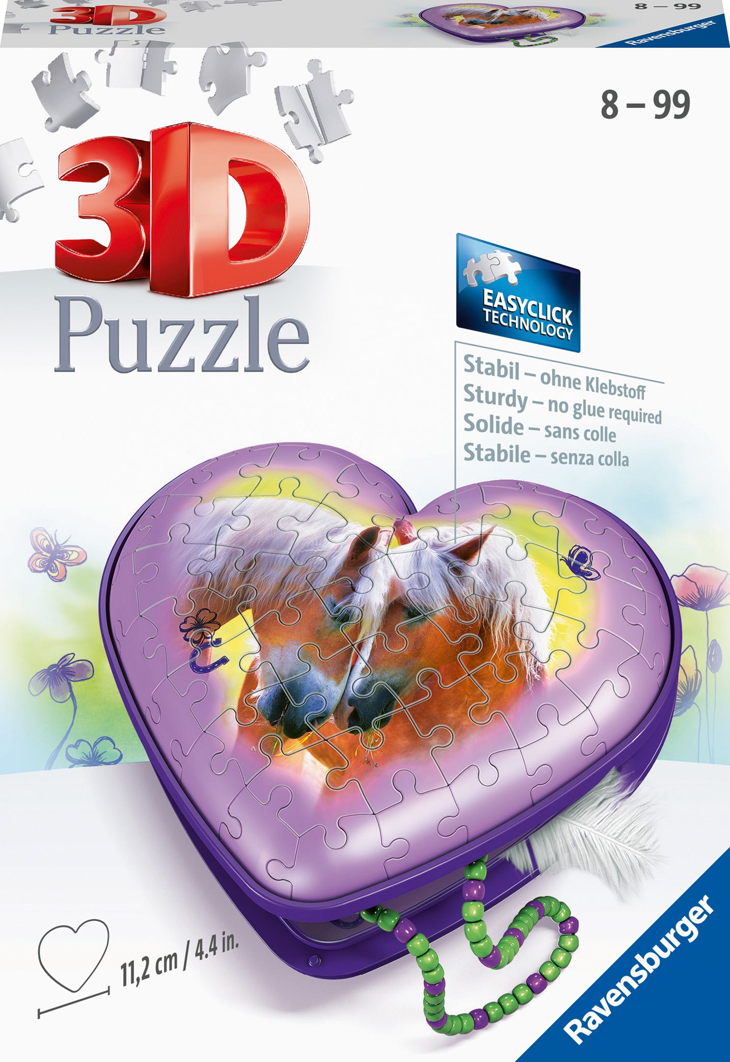 Ravensburger 11171 Puzzle Herzschatulle – Pferde 3D 54 Teile