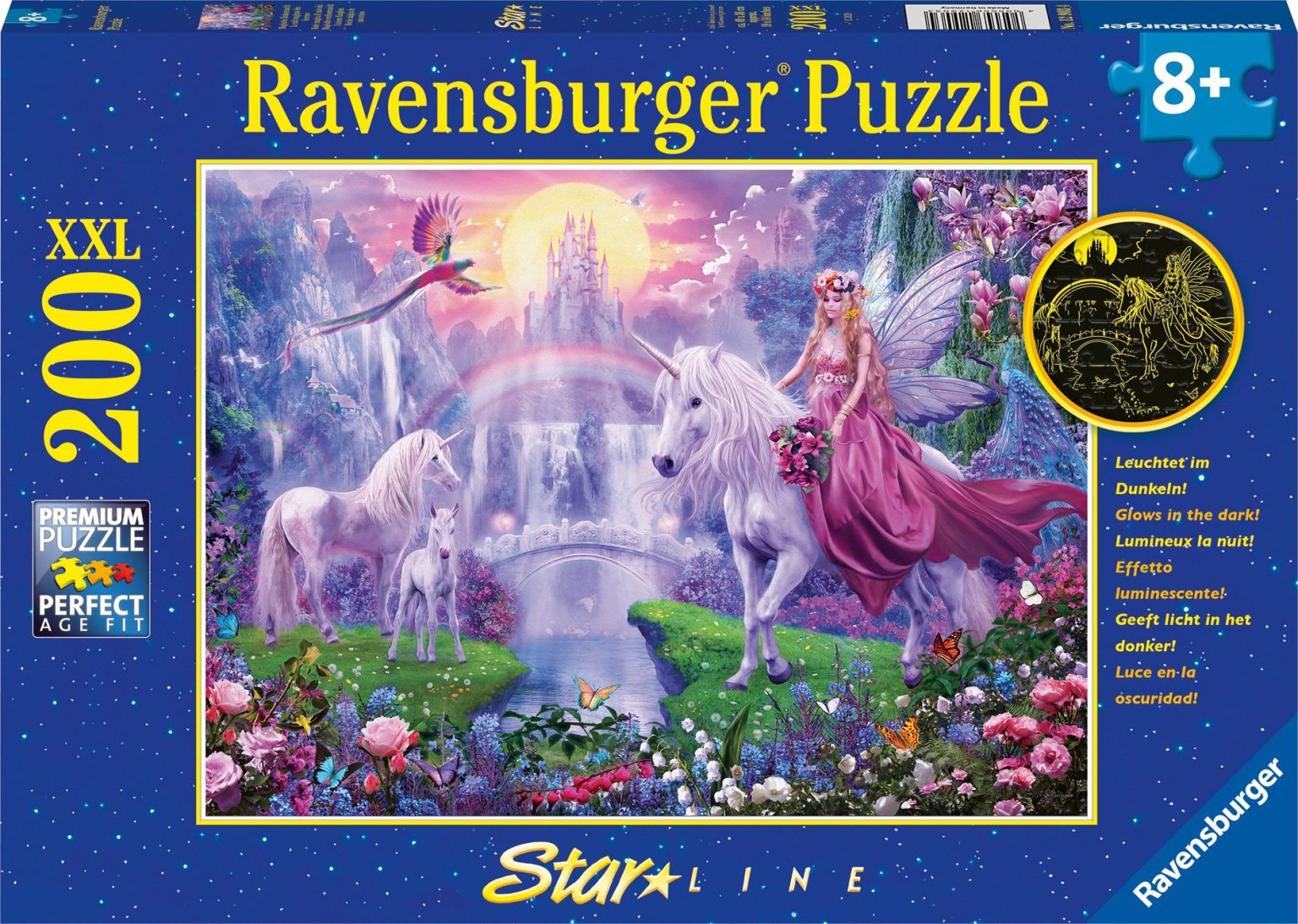 Ravensburger Puzzle Bambini 200 Pezzi XXL, Magische Einhornnacht, Color Star Line, Luminescente Al Buio, 49x36 Cm, Da 8 Anni - 5