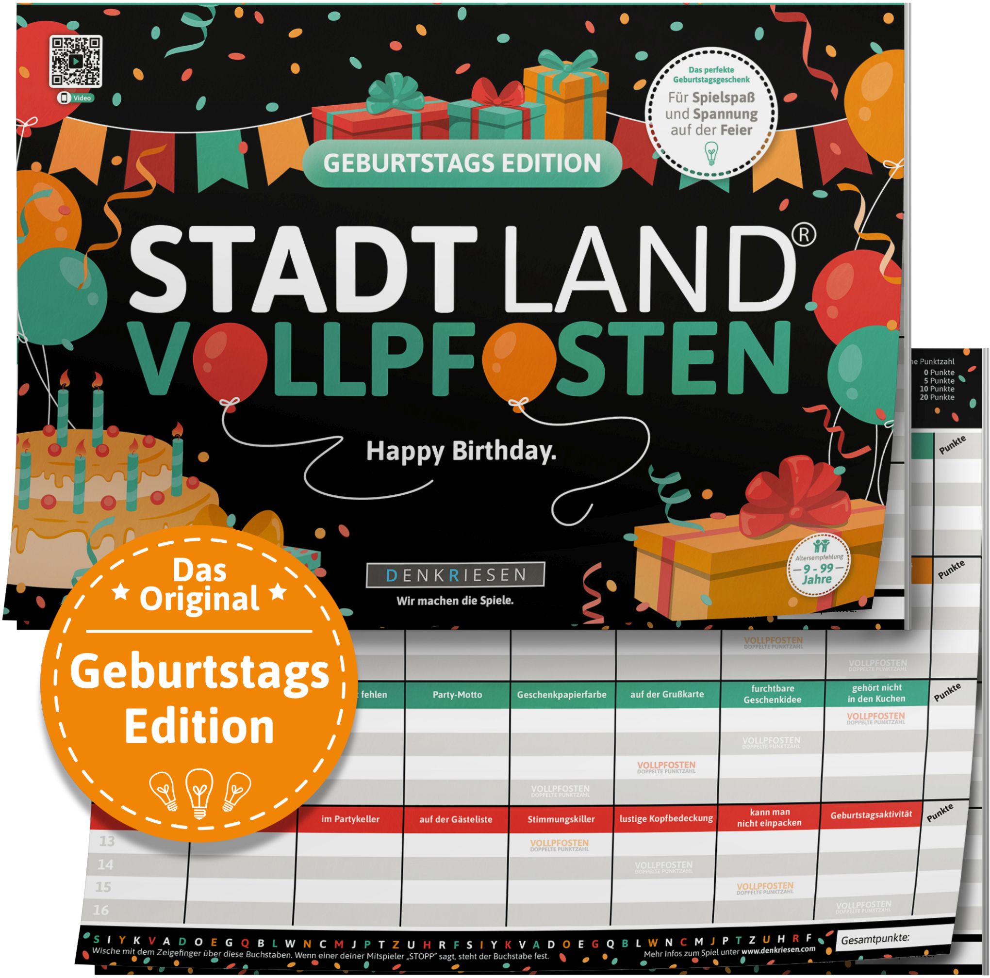 STADT LAND VOLLPFOSTEN® – GEBURTSTAGS EDITION – Happy Birthday. – A4