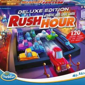 ThinkFun 76617 - Rush Hour - Das bekannte Stau-Spiel in der Deluxe Edition mit Fahrzeugen in Metalloptik, Logikspiel f