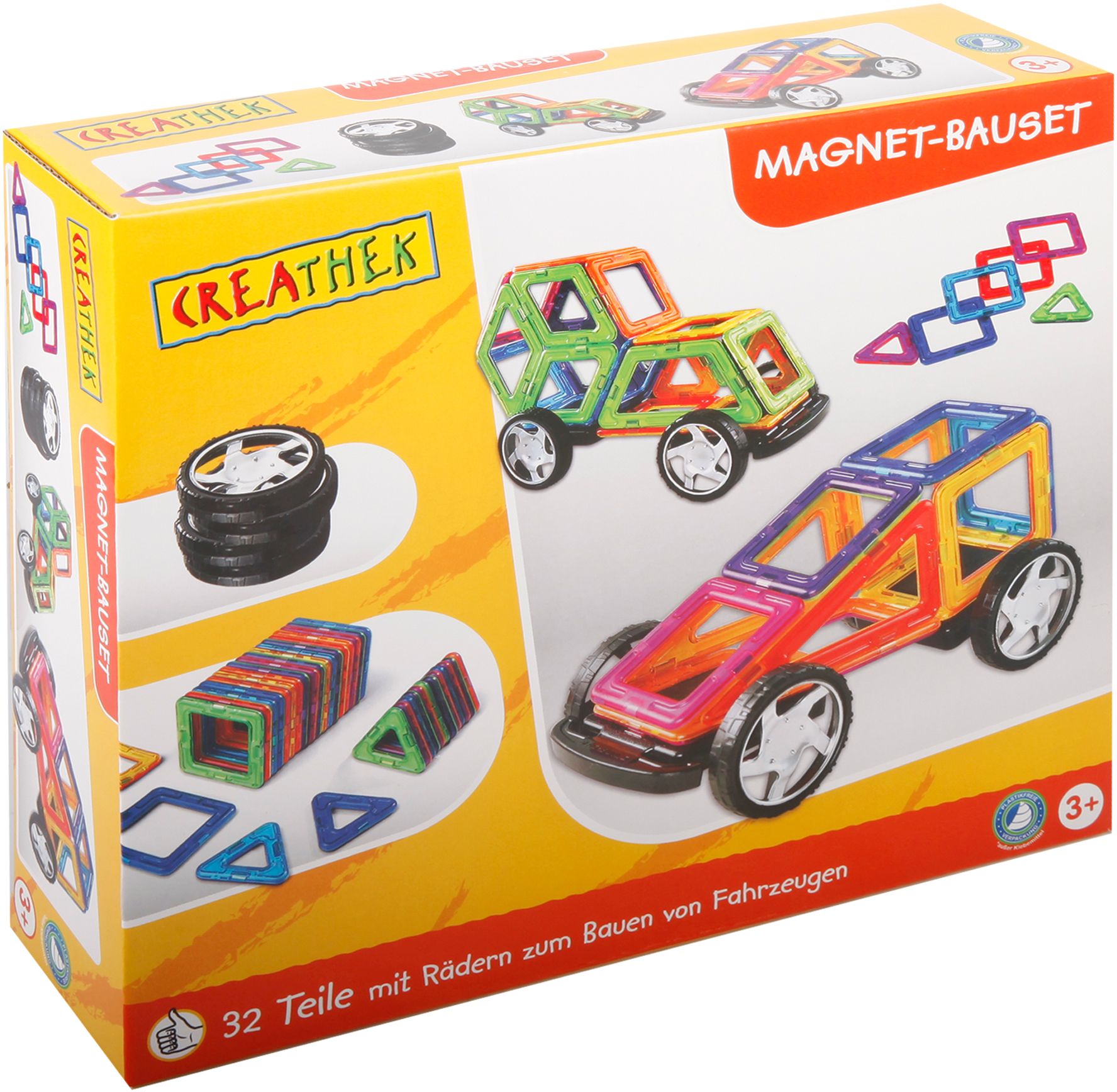 magnet spielzeug ab 4 jahre Creathek Magnet-Bauset mit Rädern, 32 Teile - Spiele Max