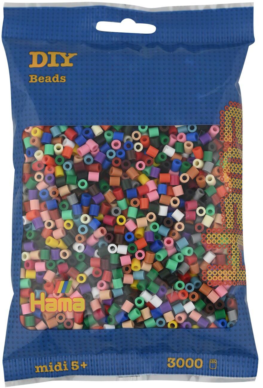 Hama® Bügelperlen Midi - Vollton Mix 3000 Perlen (22 Farben). - Spiele Max