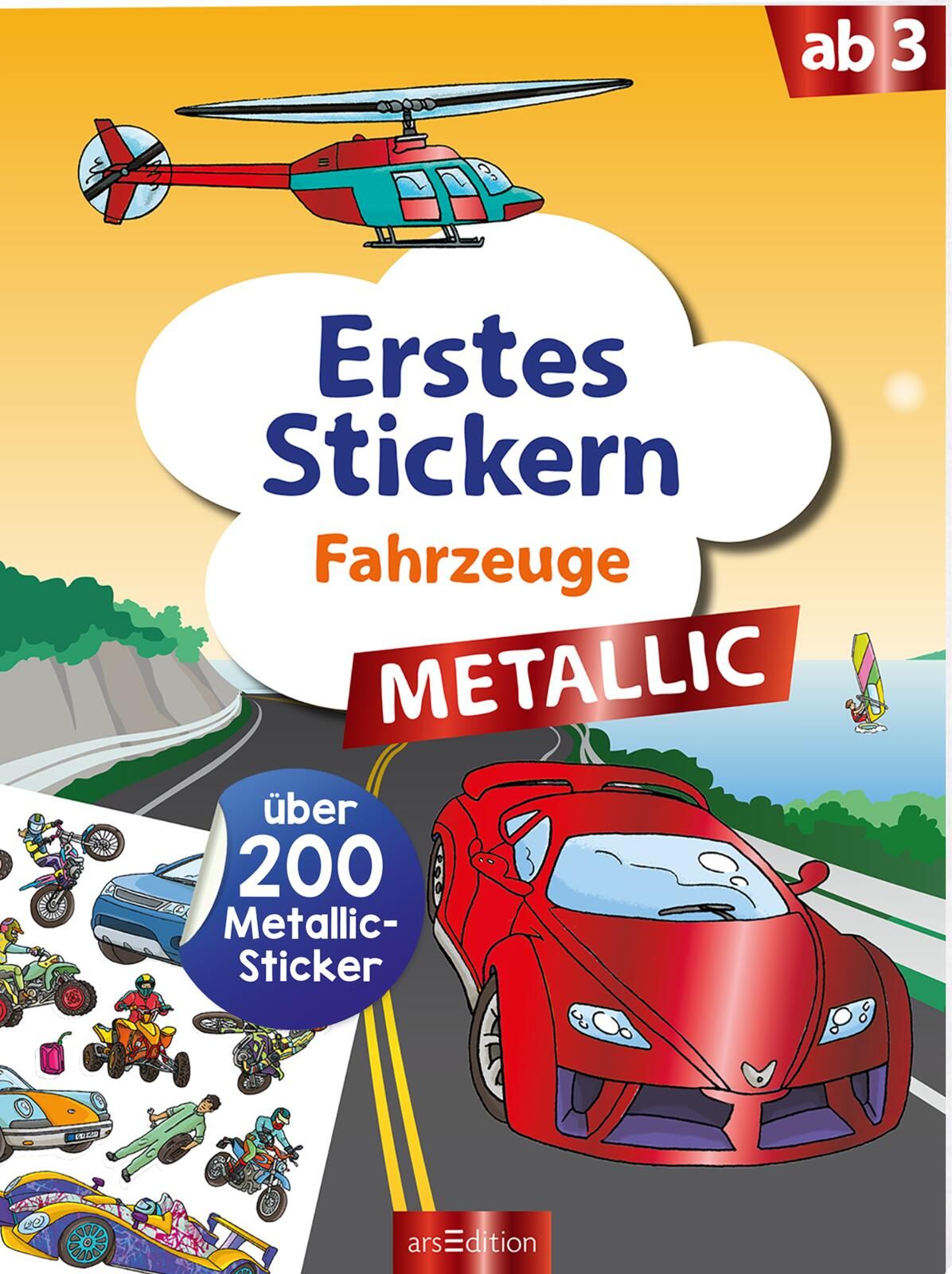 Erstes Stickern Metallic  Fahrzeuge