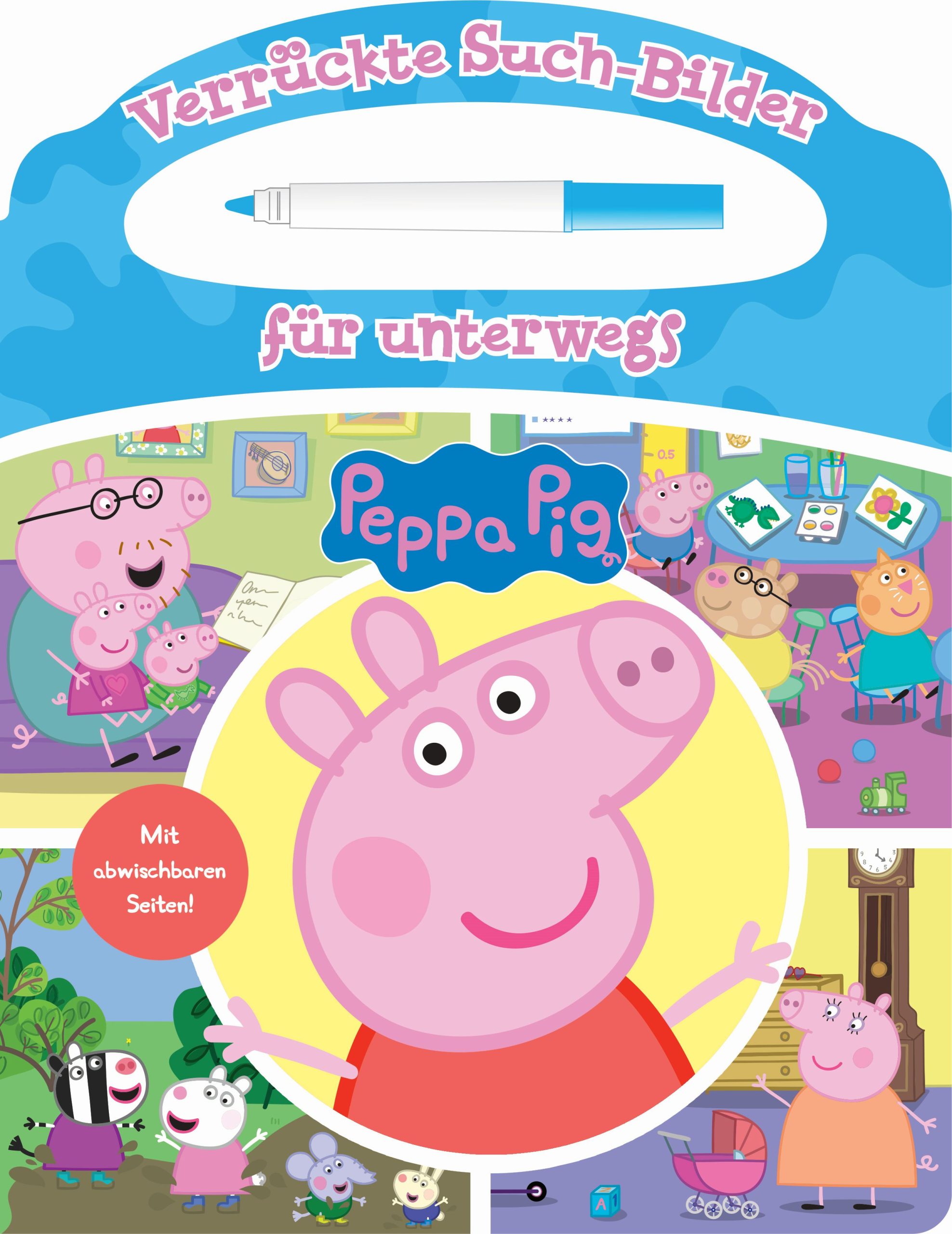 Peppa Pig - Verrückte Such-Bilder für unterwegs - Wimmelbuch - Pappbilderbuch mit Stift und abwischbaren Seiten ab 3 J