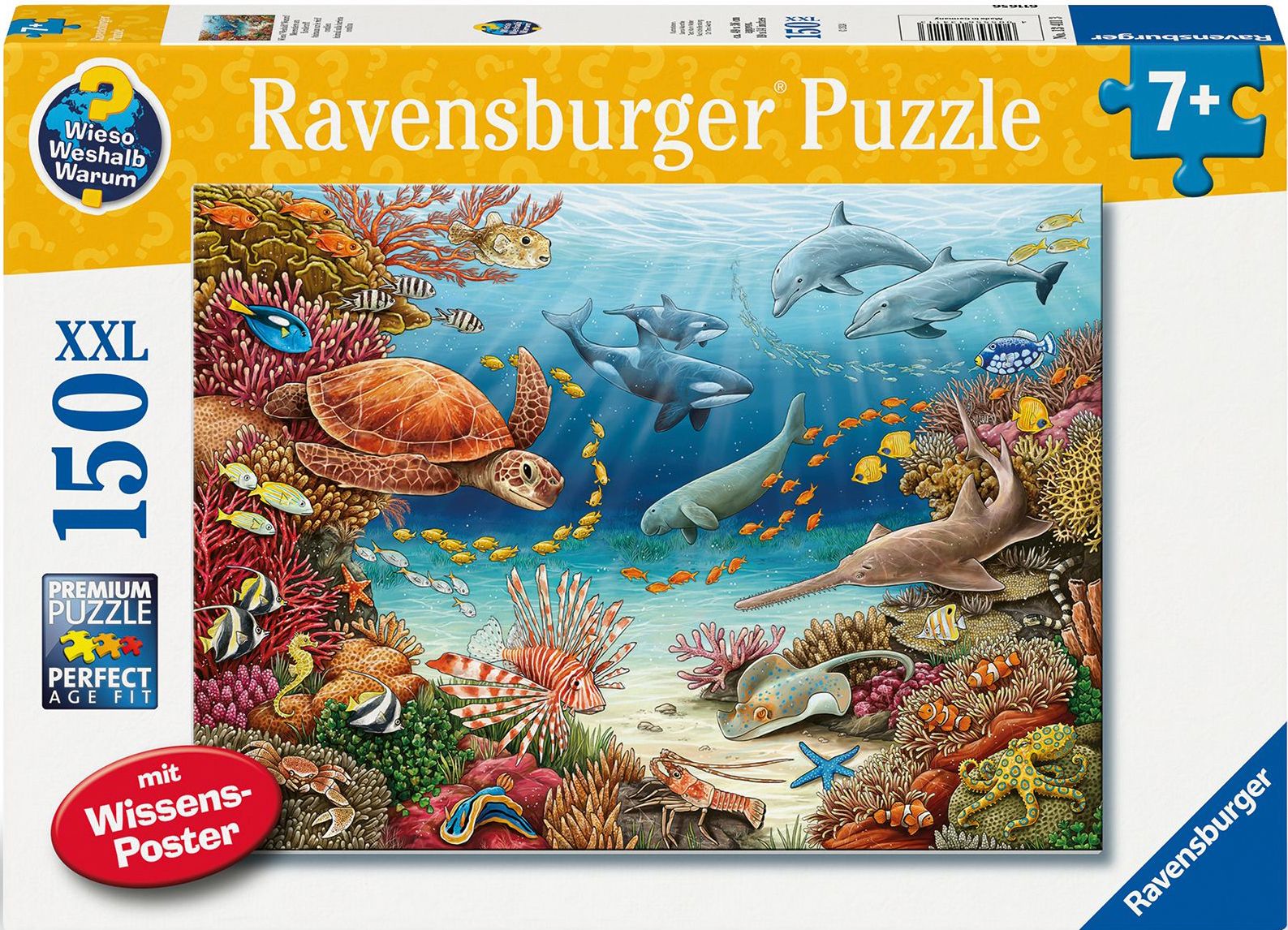 Ravensburger 13411 Puzzle Wieso? Weshalb? Warum? Meerestiere am Korallenriff 150 Teile XXL