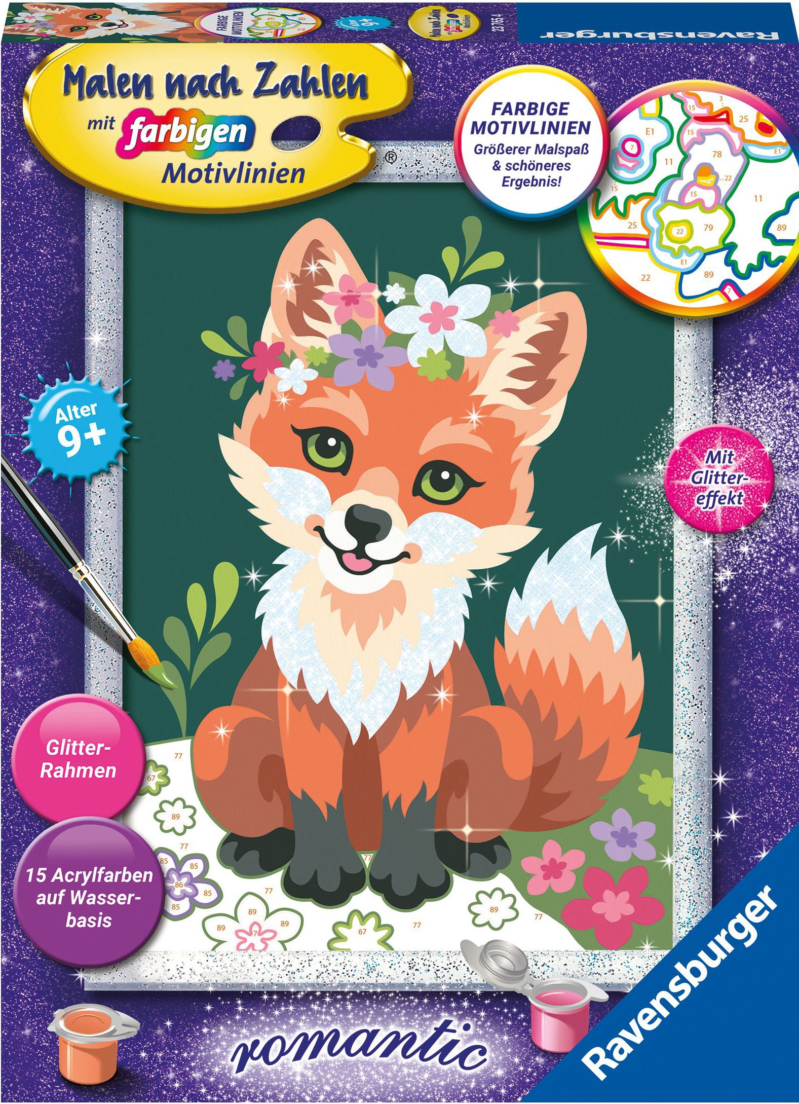 Ravensburger CreArt 23765 - Blumiger Fuchs - Malen nach Zahlen Fuchs