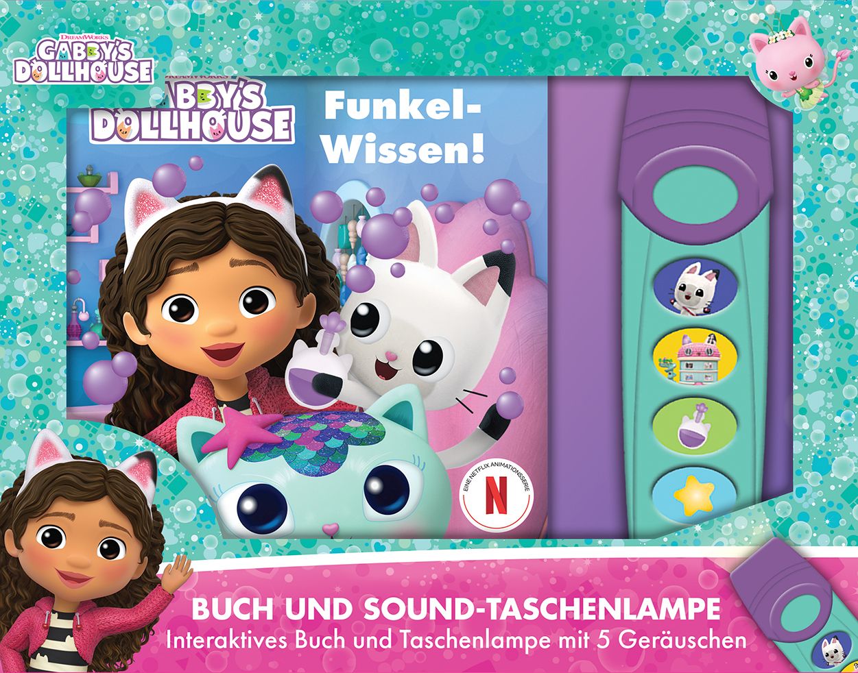 Gabby's Dollhouse - Funkel-Wissen! Pappbilderbuch mit Taschenlampe und <br>Glitzerseiten <br><br>Bilderbuch mit 5 toll