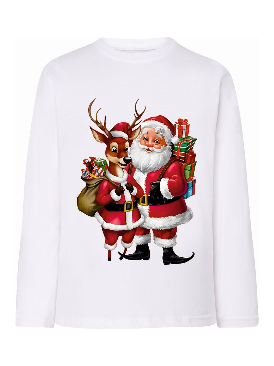 Tup Tup Kinder-Langarmshirt Weiß mit Nikolaus- und Rentierdruck