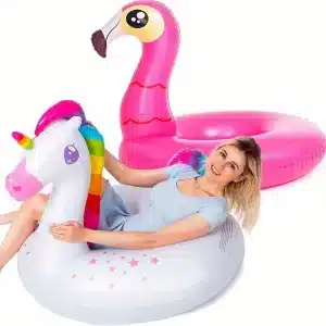 Joyfy 2er Set Schwimmreifen Flamingo Rosa und Einhorn Pink groß